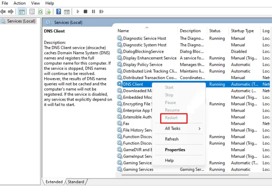 Windows 11 : menu Services (Local) Image: Windows 11 : menu Services (Local)