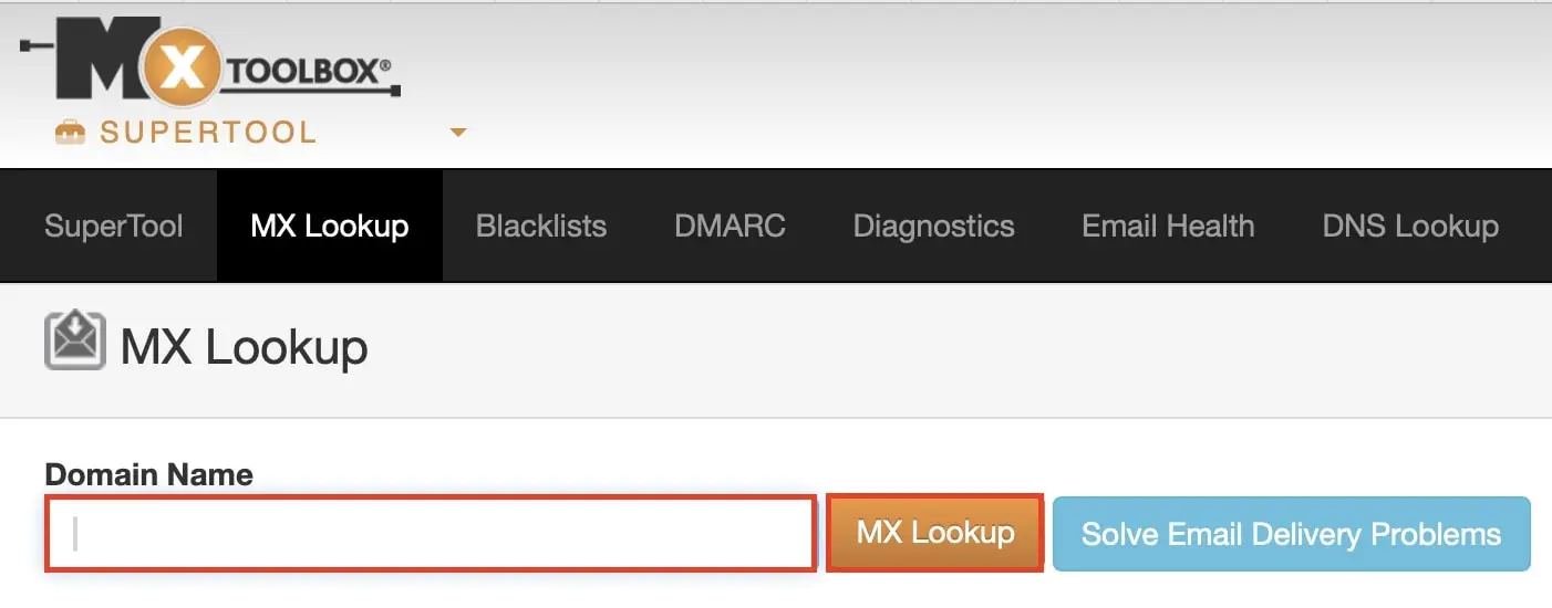 Image: Capture d&rsquo;&eacute;cran de l&rsquo;outil MX Lookup de MXToolbox
