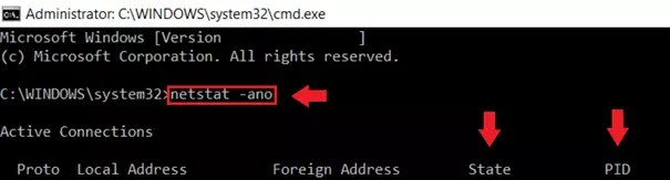 Image: Tapez la commande netstat -ano dans l’invite de commandes.