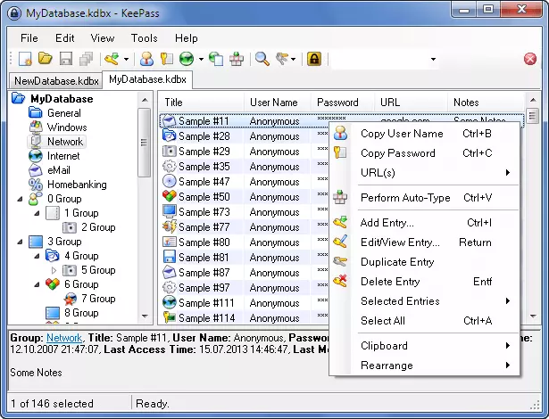 Image: Interface utilisateur de KeePass