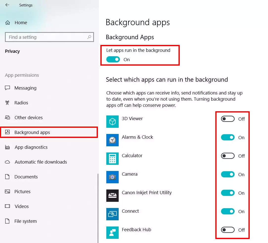 Image: Accélérer Windows 10 : applications en arrière-plan