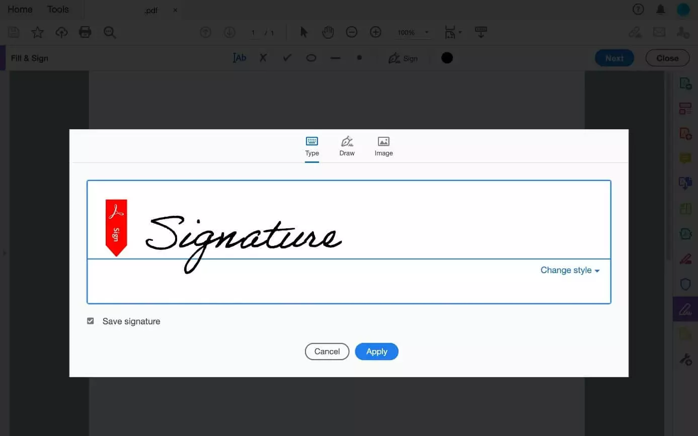 Image: Adobe Acrobat : créer une signature