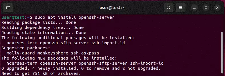 Image: Installation d’OpenSSH dans le terminal Ubuntu