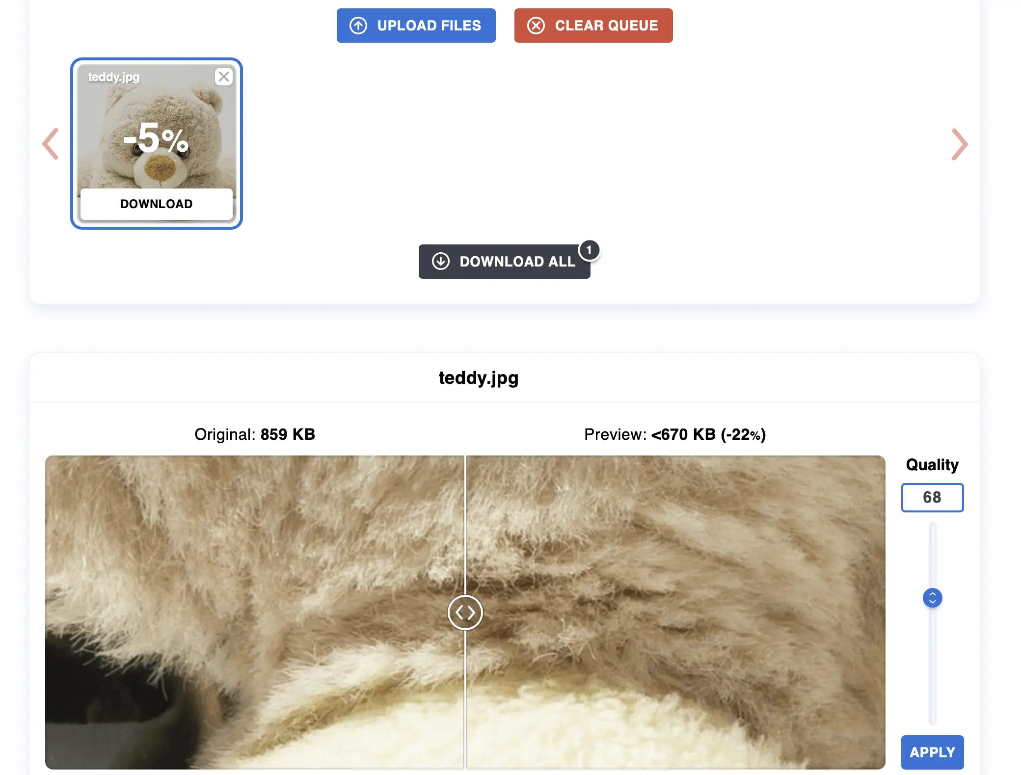 Image: Compression d’image avec Optimizilla