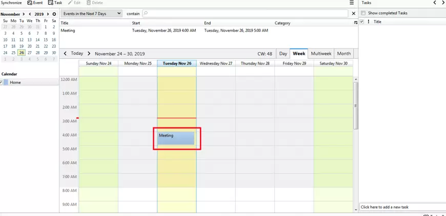 Image: L’événement est automatiquement repris dans l’agenda Thunderbird
