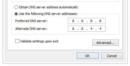 Image: Paramètres du serveur DNS sous Windows.