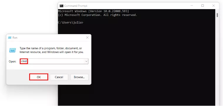 Image: Windows 11 : appel de l’invite de commande via « Exécuter »