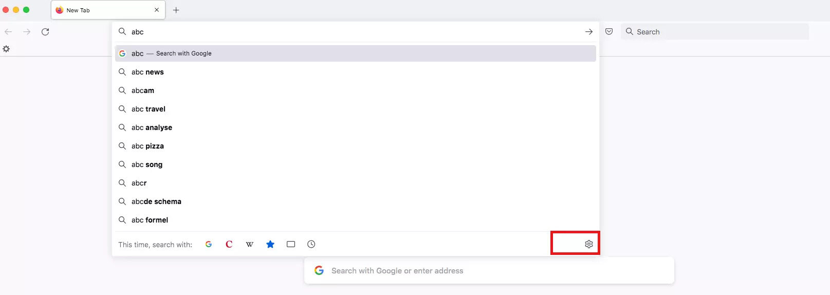 Image: Barre de recherche dans Firefox