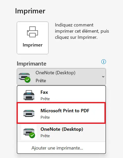 Options d’impression Outlook Image: Options d’impression Outlook