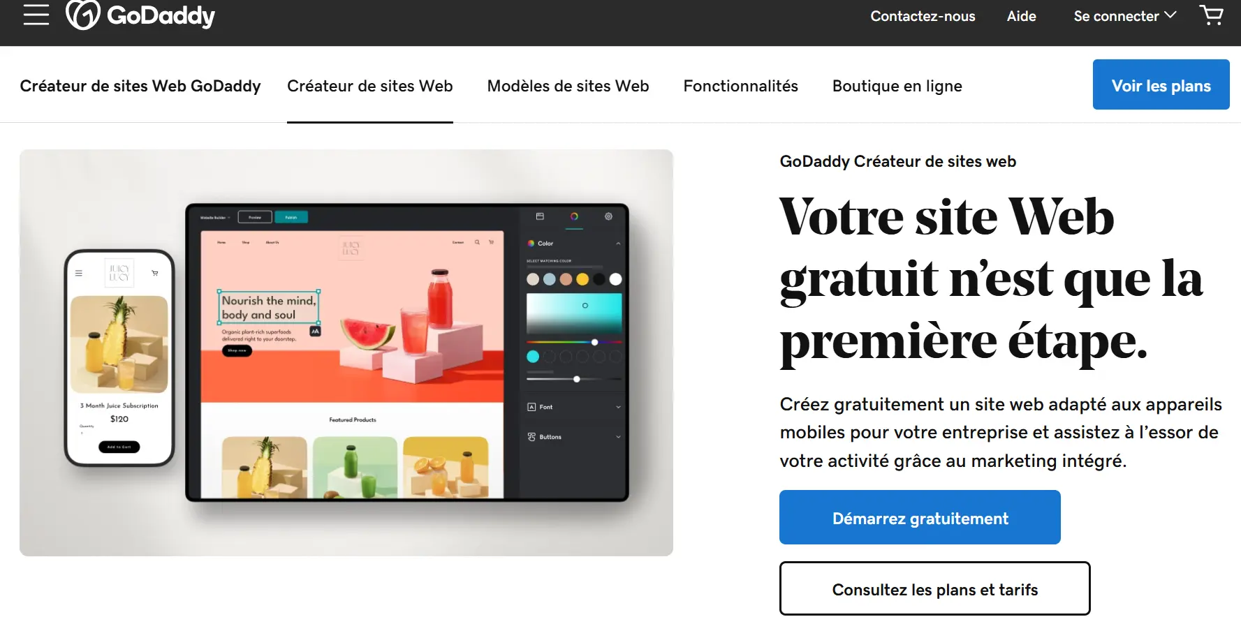 Page d’accueil du créateur de sites Web GoDaddy Image: Page d’accueil du créateur de sites Web GoDaddy