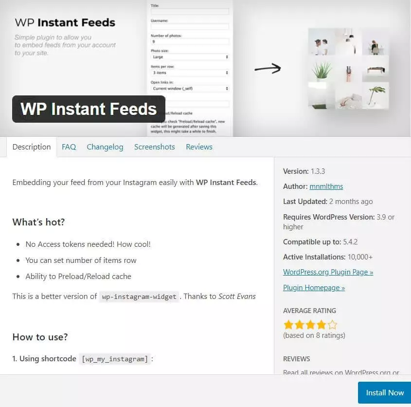 Image: Plugin Wordpress Instagram : WP Instant Feeds