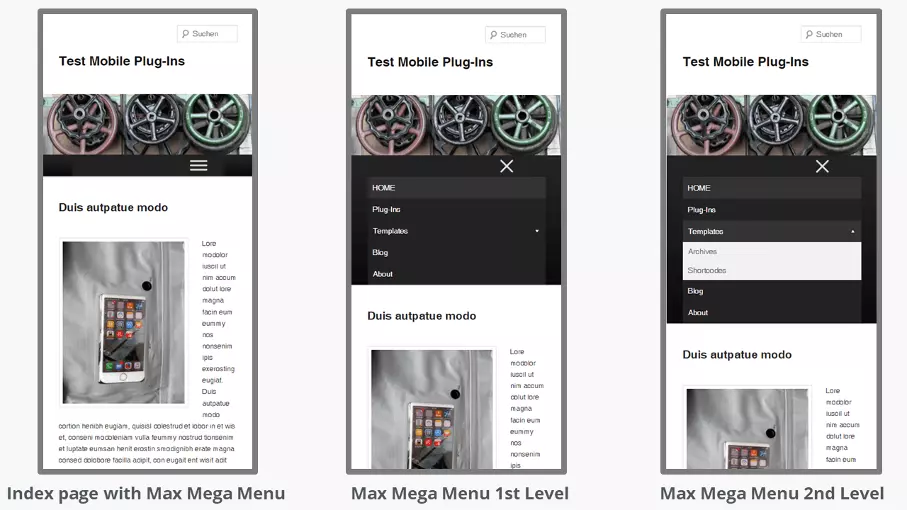 Image: Site Web mobile conçu avec le plugin Max Mega Menu