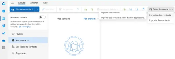 Outlook sur le Web : import des contacts Image: Outlook sur le Web : import des contacts