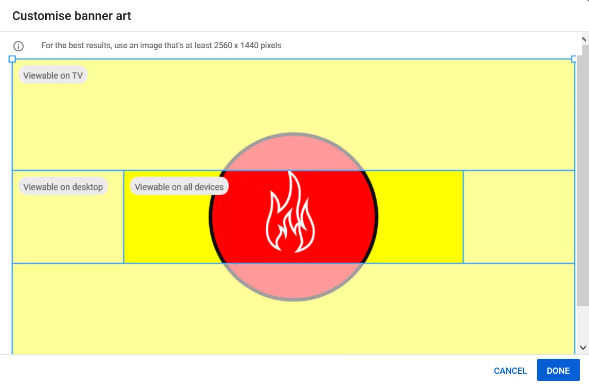 Image: YouTube : adapter le graphique de la bannière