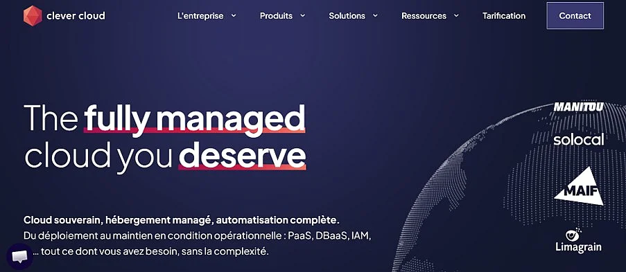 Image: Page d’accueil de Clever Cloud