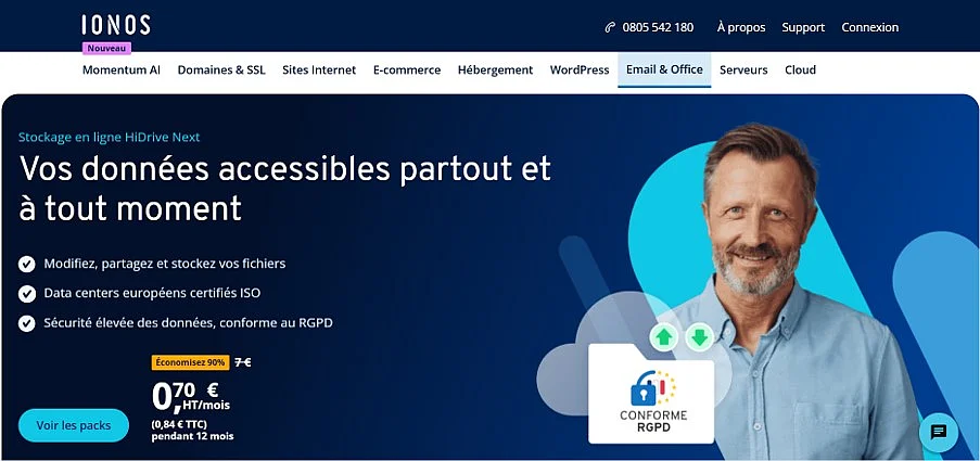 Image: Page d’accueil de HiDrive Next de IONOS
