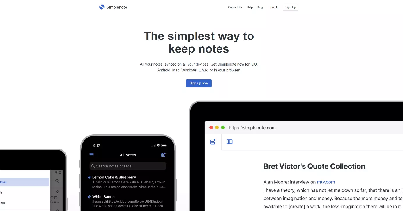 Image: Site Internet de Simplenote