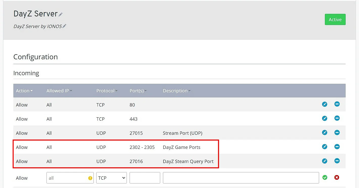 Ports ouverts dans le Cloud Panel IONOS Image: Ports ouverts dans le Cloud Panel IONOS