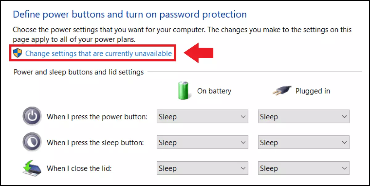 Image: Windows 10 : menu permettant de définir les options d’économie d’énergie