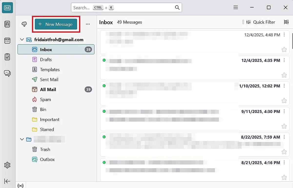 Image: Thunderbird : bouton « Nouveau message »