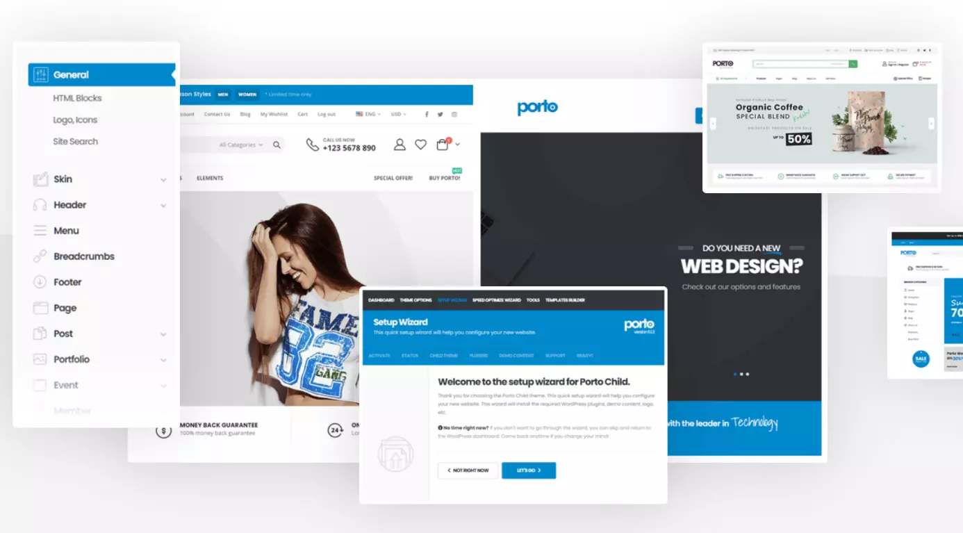 Image: Page d’accueil du thème WooCommerce Porto