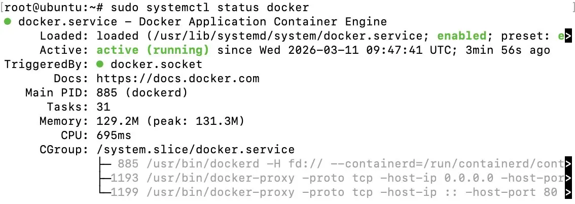 Image: Indicateur de statut de Docker