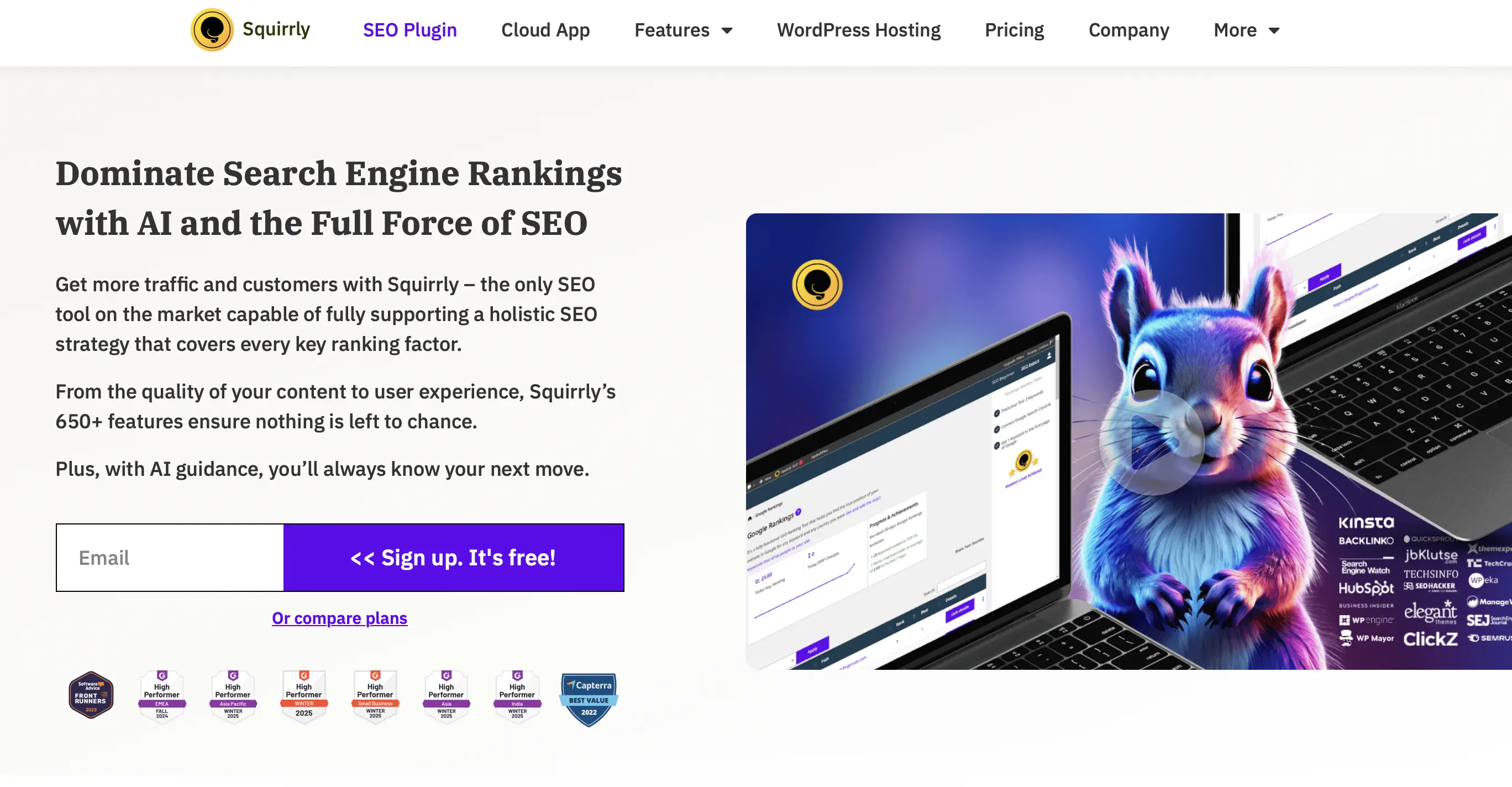 Image: Site Internet du plugin WordPress premium Squirrly SEO