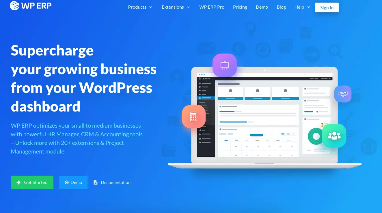 Image: Capture d’écran de la page officielle de WP ERP