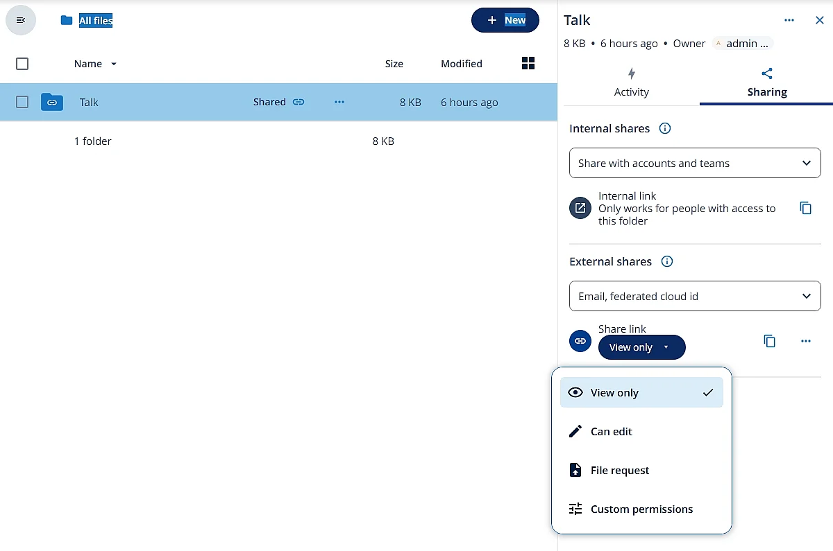 Nextcloud : définir les autorisations lors du partage de dossier Image: Nextcloud : définir les autorisations lors du partage de dossier