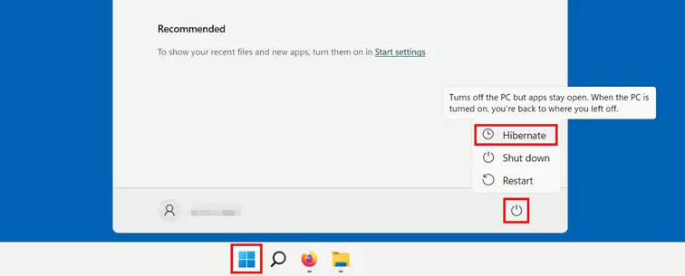Image: Windows 11 : option « Mettre en veille prolongée » du bouton « Marche/Arrêt »