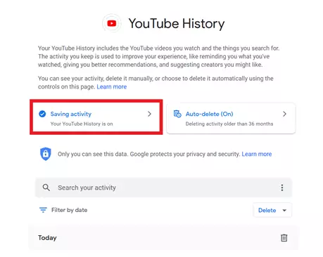 Image: YouTube : bouton « L’activité est enregistrée »