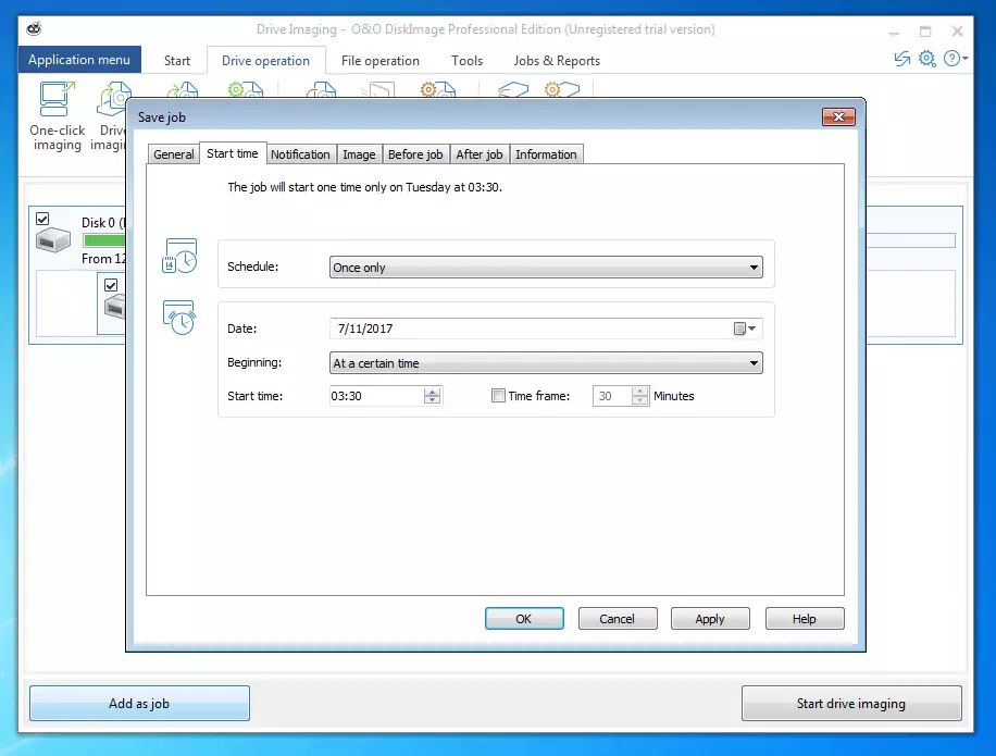 O&O DiskImage Professional 11.0 : calendrier de sauvegarde