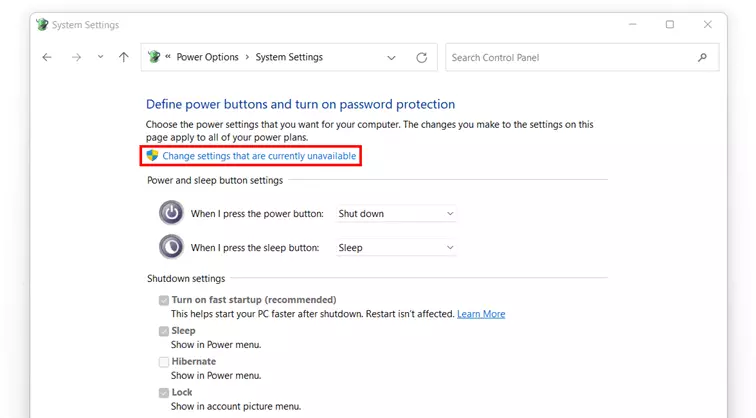 Image: Options d’alimentation de Windows 11