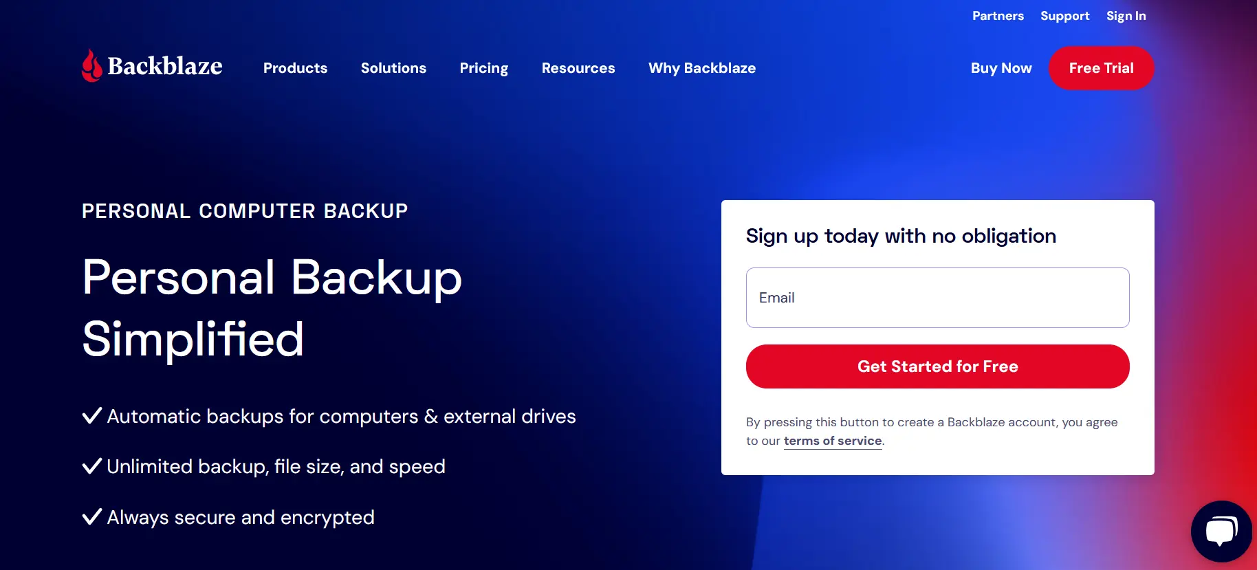 Image: Capture d’écran de la page d’accueil de Backblaze