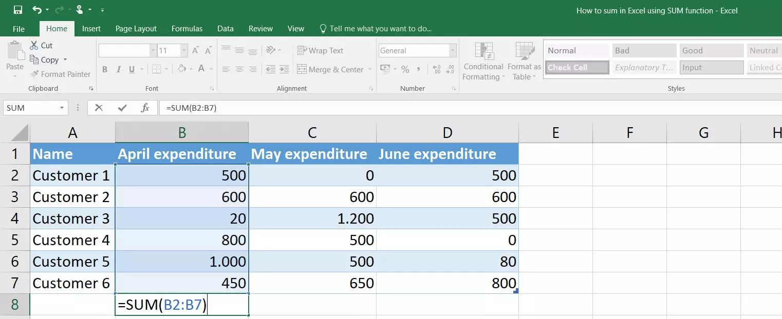 Image: Excel : calculer la somme d’une colonne spécifique