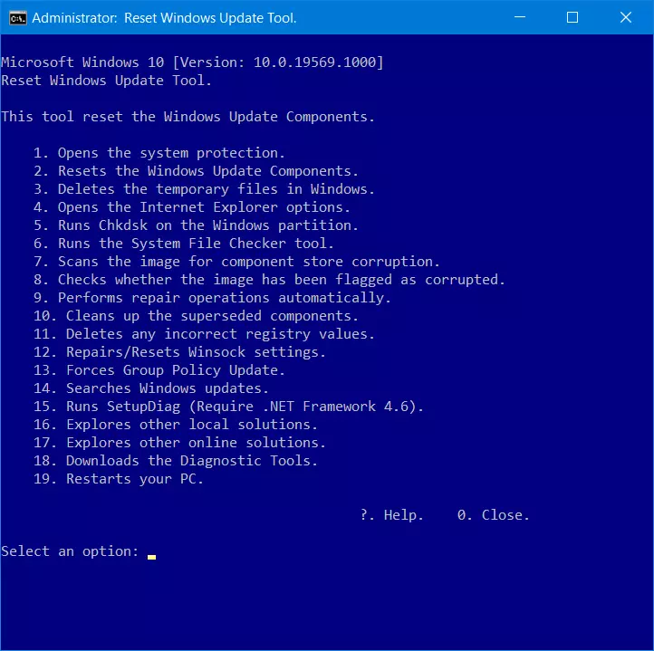 Image: Outil Reset Windows Update Tool