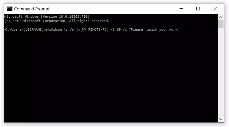 Image: Le shutdown par CMD : exemple d’une syntaxe plus complexe