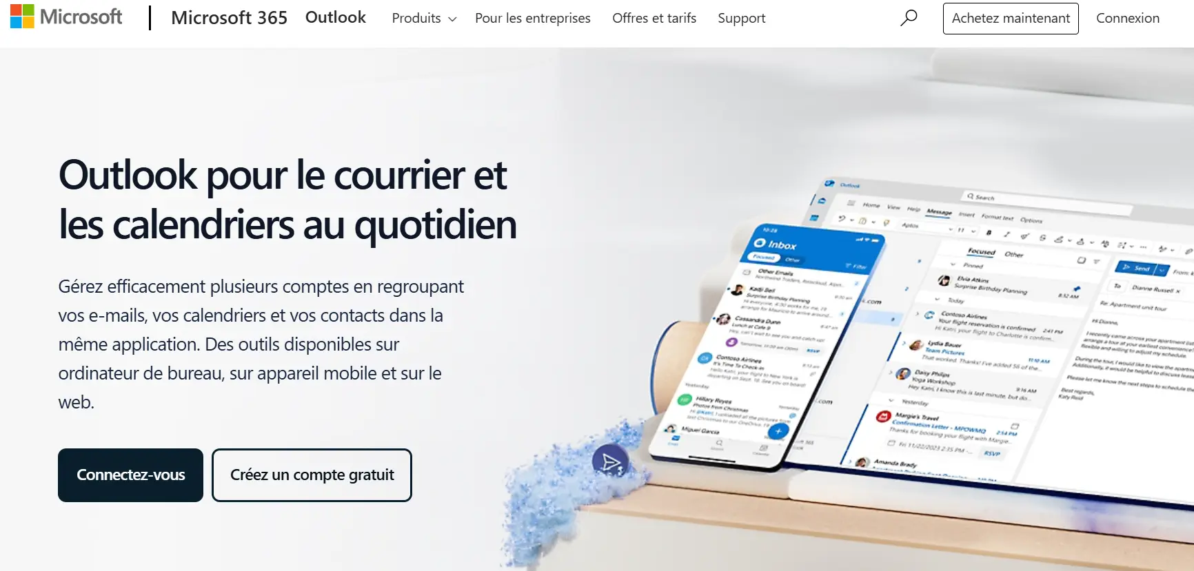 Image: Capture d’écran de la page d’accueil de Outlook.com