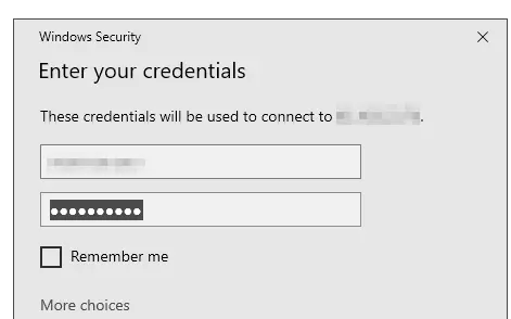 Image: Fenêtre dédiée à la connexion Windows à distance