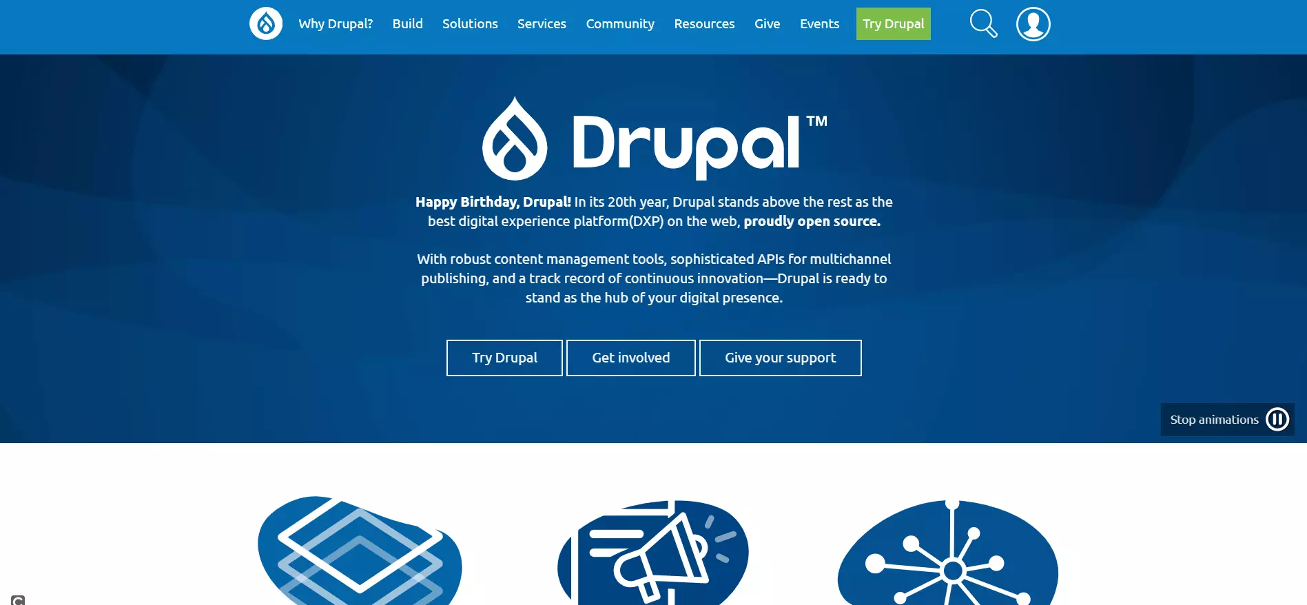 Le site Internet du projet Drupal