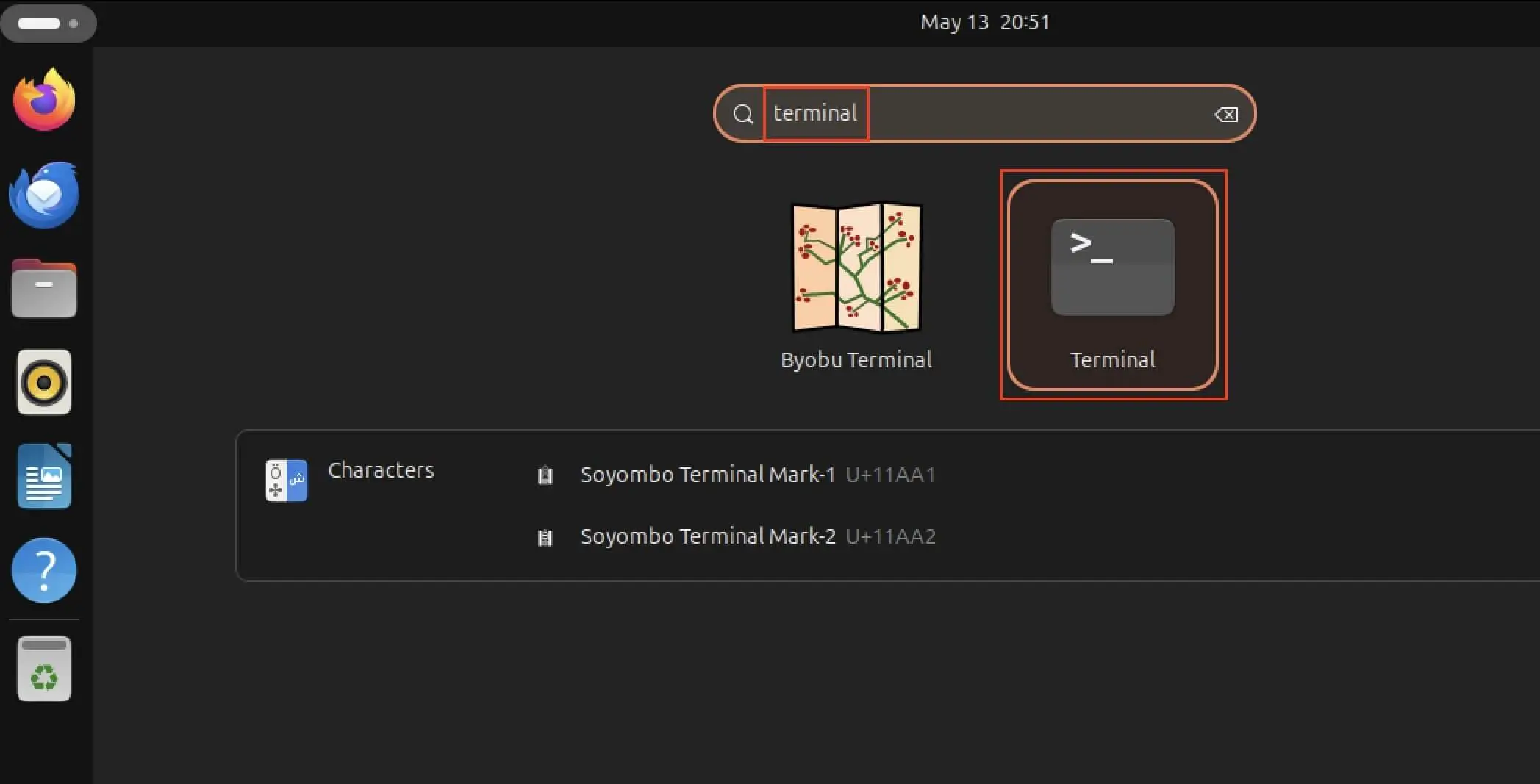 Image: Capture d’écran de la recherche dans l’application Ubuntu