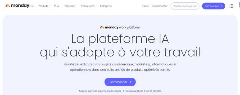 Capture d’écran du site Web monday.com Image: Capture d’écran du site Web monday.com