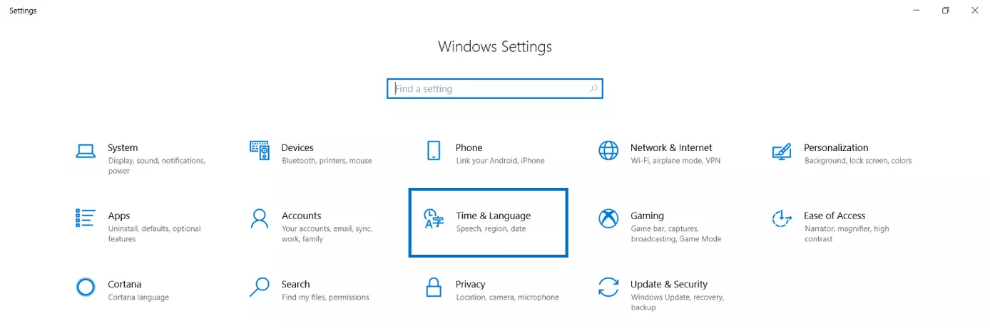 Image: Les paramètres de Windows