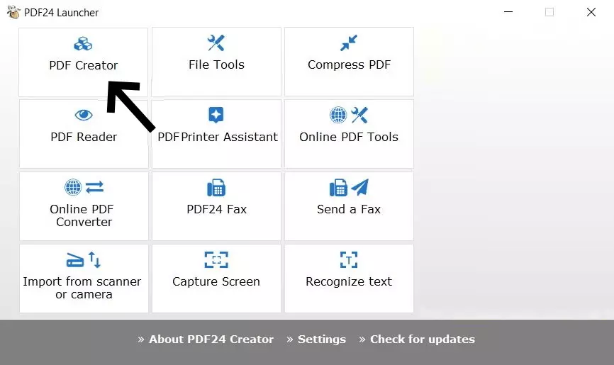 Image: La sélection des options d’édition du logiciel PDF24