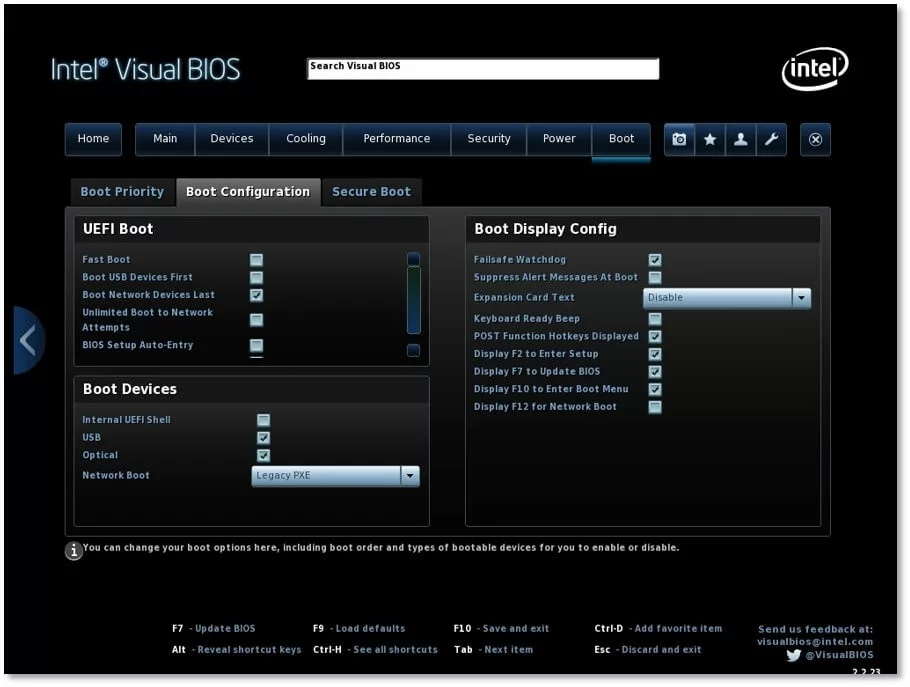 Image: Intel Visual BIOS : Boot Configuration