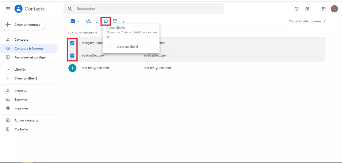 Image: Contacts Google : liste des contacts