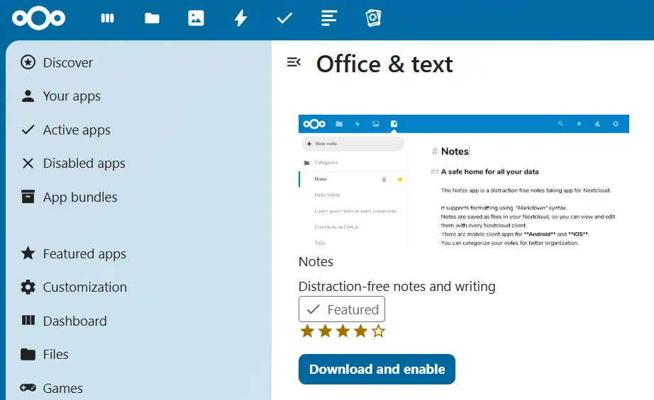 L’application Notes dans l’App Store Nextcloud Image: L’application Notes dans l’App Store Nextcloud