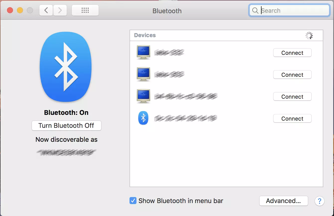 Image: Préférences système Bluetooth sous macOS