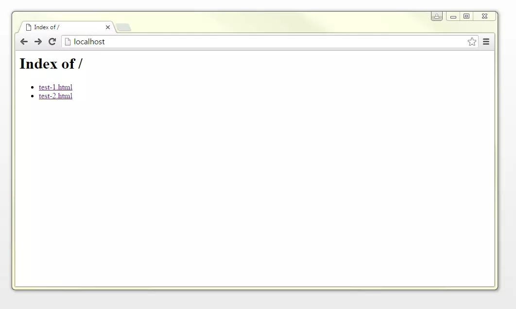 Image: Index du répertoire de page Web avec deux pages HTML