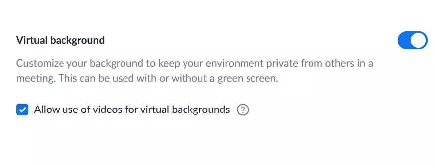 Image: Réglages de l’image de fond virtuel sur Zoom